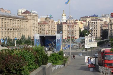 Kyiv Ukrayna - 25 Mayıs 2007 Meydan Nezalezhnosti, Bağımsızlık Meydanı, siyaset sahnesi