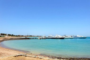 El Gouna, Mısır - 09 Temmuz 2017 - Açık Gökler Altında El Gouna Tatil Köyü, Kızıl Deniz 'de Lüks Yatlar