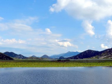 Yumuşak dalgalar Skadar Gölü boyunca dans eder, esintide salınan yeşil sazlıklar gibi, görkemli dağlar tarafından çerçevelenmiş parlak bir gökyüzü altında, gezginleri doğayı keşfetmeye çağırır..