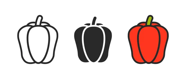 Bell Πιπέρι Διάνυσμα Εικονίδιο Οριστεί Σύμβολο Λαχανικών Πάπρικα Πινακίδα Γλυκού — Διανυσματικό Αρχείο