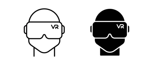 Conjunto Icono Vector Tecnología Realidad Virtual Símbolo Auriculares Realidad Virtual — Archivo Imágenes Vectoriales