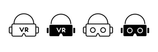Virtuális Valóság Technológia Vektor Ikon Készlet Fejhallgató Szimbólum Virtuális Valóság — Stock Vector
