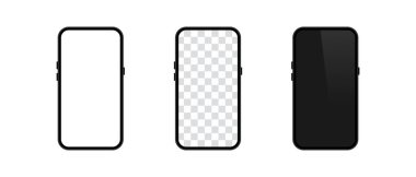 Gerçekçi akıllı telefon vektör modeli. Şeffaf ekranlı akıllı telefon. Gölgeli aygıt öngörünümü