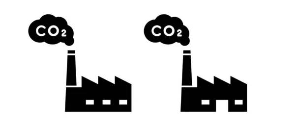 Co2 Emissions Vector Icon Set Carbon Gas Cloud Symbol Factory — Stock Vector