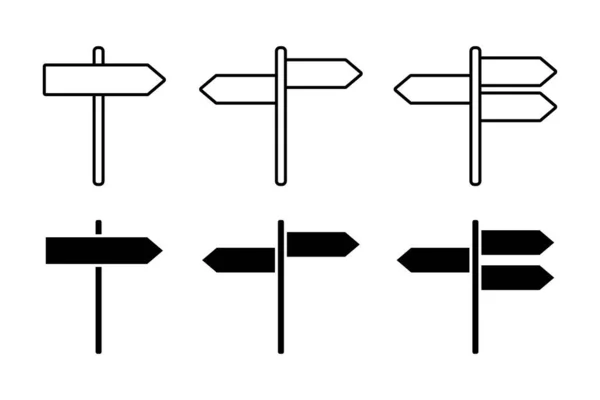 Vektorsymbole Für Verkehrsrichtungsschilder Gesetzt Lineares Schild Symbol Wegweiser Logo — Stockvektor