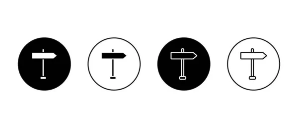 Trafikriktning Ombord Vektor Ikon Set Skylt Symbol Skylt Logotyp Cirkel — Stock vektor