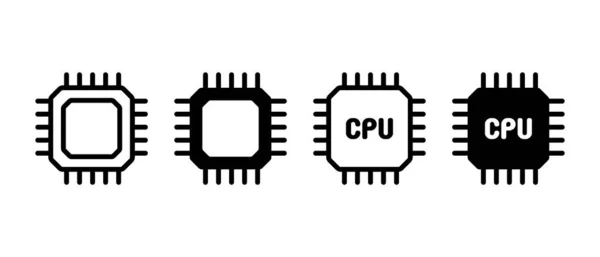 Cpu Vector Icon Set Computer Electronic Chip Symbol — Stock Vector