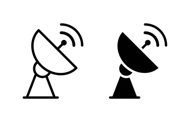 Ensemble Icônes Vectorielles Satellite Antenne Satellite Sans Fil Symbole — Image vectorielle