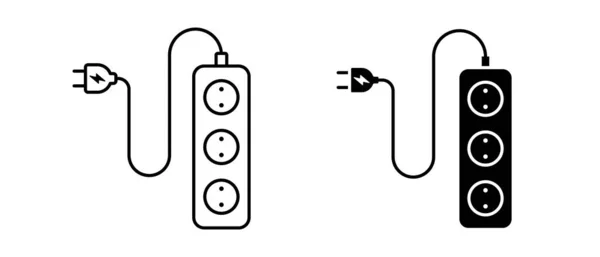 Conjunto Iconos Vector Toma Eléctrica Símbolo Filtro Red Cable — Vector de stock