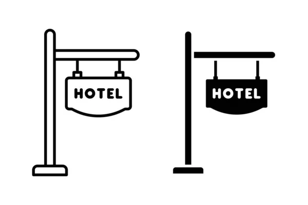 Hotel Signboard Vector Icon Set Outline Hotel Sign — Stock Vector