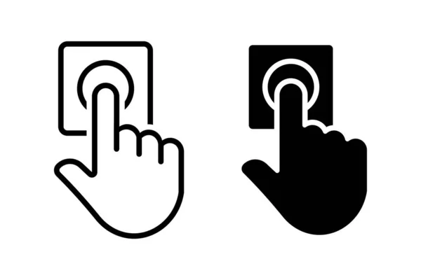 Door Bells Vector Icons Set Finger Pressing Button Ring Doorbell — Stock Vector