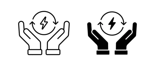 Рука Иконкой Вектора Энергии Символ Экологической Энергии Знак Экономии Энергии — стоковый вектор