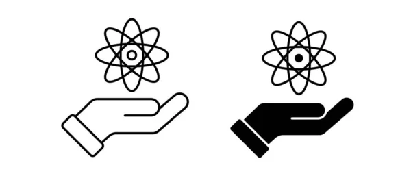 Ręka Ikoną Wektora Atomu Laboratorium Molekuła Dane Symbol — Wektor stockowy