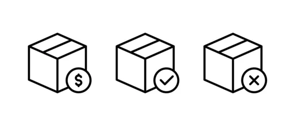 Lådor Vektor Ikon Set Status Leverans Symbol — Stock vektor