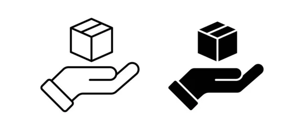 Hand Med Box Vektor Ikon Leverans Logistisk Symbol — Stock vektor