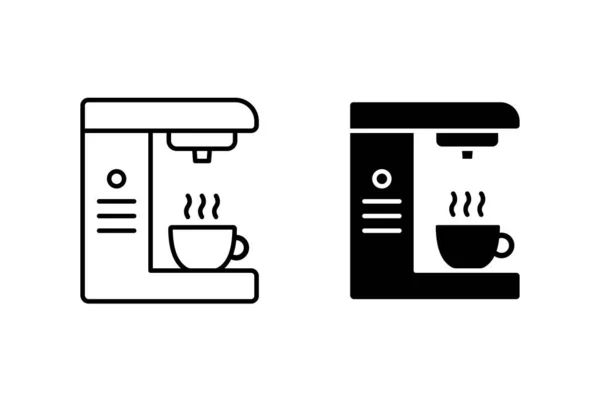 Kávégép Vektor Ikon Készlet Kávé Csésze Szimbólum — Stock Vector