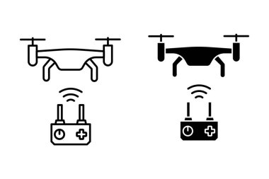 İHA simgesi vektör sembolü. Quadcopter denetleyici simgesi