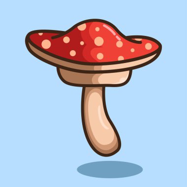 Vektör illüstrasyon mantarı. Vektör tasarımı mantar fabrikası. Web sitesi, dijital ve yazdırma için mantar taşıyıcı karikatür tasarımı çizimi ve simgesi