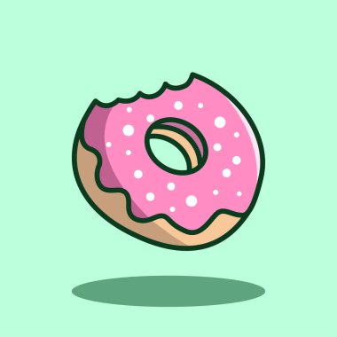 Vektör illüstrasyon Donut. Vektör tasarımı Donut. Donut Çöreği Çizgi Filmi tasarım illüstrasyonu ve web sitesi, dijital ve yazdırma simgesi