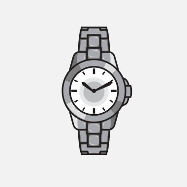 Vektör illüstrasyon gözlemi. Vektör tasarım saati. Web sitesi, dijital ve yazdırma için Moda Vektörü Çizgi Filmi tasarım çizimi ve simgesini izle