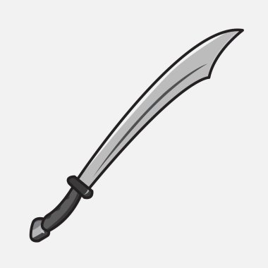 Vektör illüstrasyon Kılıcı. Vektör tasarımı Kılıç. Sword Vector Çizgi Filmi tasarım illüstrasyonu ve web sitesi, dijital ve yazdırma simgesi