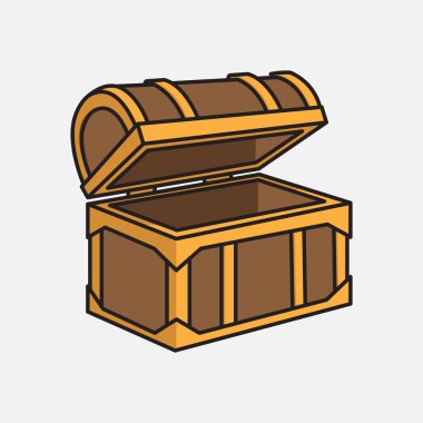 Vektör illüstrasyon Hazinesi. Vektör Tasarımı Hazine. Define Kutusu Vektörü Çizgi Filmi tasarım illüstrasyonu ve web sitesi, dijital ve yazdırma simgesi