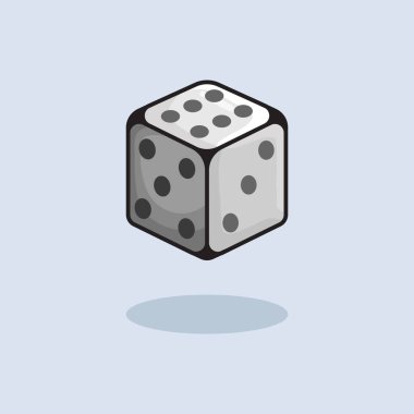 Vektör illüstrasyon Dice Cube. Vector Casino Zarı. Casino Dice Cube Vector Cartoon tasarım illüstrasyonu ve web sitesi, dijital ve yazdırma simgesi