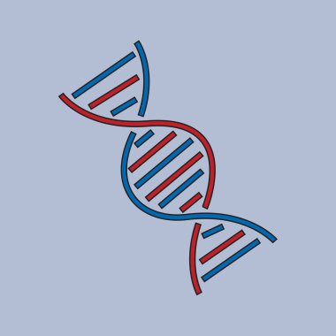 Vektör çizimi DNA 'sı. Vektör tasarımı DNA sarmalı. Web sitesi, dijital ve yazdırma için DNA Spiral Helix Simgesi tasarım çizimi ve simgesi