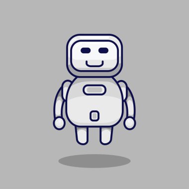 Web siteleri uygulamaları sunumları ve eğitim içeriği için modern ve geleceksel tasarım Ölçeklenebilir vektör biçimine sahip dostane bir robot asistanının vektör çizimi