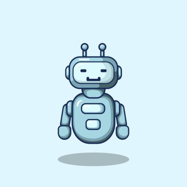Web siteleri uygulamaları sunumları ve eğitim içeriği için modern ve geleceksel tasarım Ölçeklenebilir vektör biçimine sahip dostane bir robot asistanının vektör çizimi
