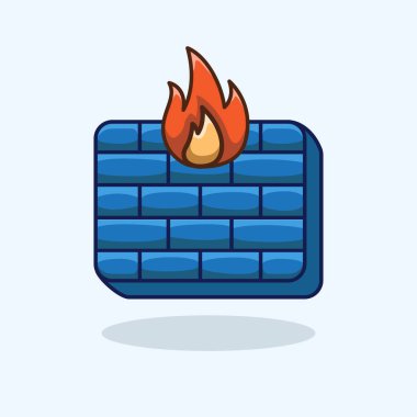 Ağ koruması ve siber güvenlik savunması için ideal ölçeklenebilir vektör biçimini temsil eden dijital ağ elemanları olan bir güvenlik duvarının vektör çizimi web siteleri ve bilgi grafikleri için mükemmeldir