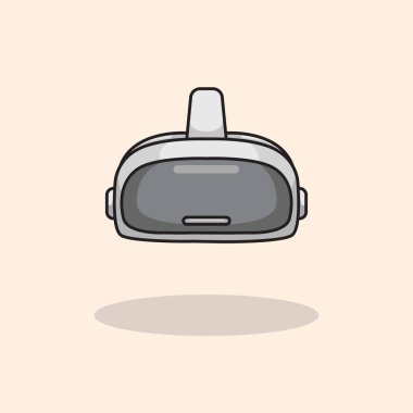 Uygulamalar web siteleri sunumları ve dijital içerik için uygun bir sanal gerçeklik deneyimi ve modern dijital teknoloji ölçeklenebilir ve düzenlenebilir vektör biçimini temsil eden bir VR kulaklığının vektör çizimi 
