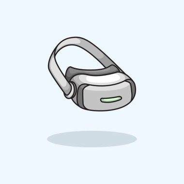 Uygulamalar web siteleri sunumları ve dijital içerik için uygun bir sanal gerçeklik deneyimi ve modern dijital teknoloji ölçeklenebilir ve düzenlenebilir vektör biçimini temsil eden bir VR kulaklığının vektör çizimi 