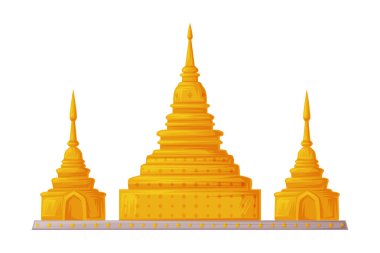 Wat Phra Kaew, Tayland Sembolü ve Landmark Vektör İllüstrasyonu rolünde. Siyam Asya Ülkesi Kavramının Kültürel ve Otantik Özniteliği