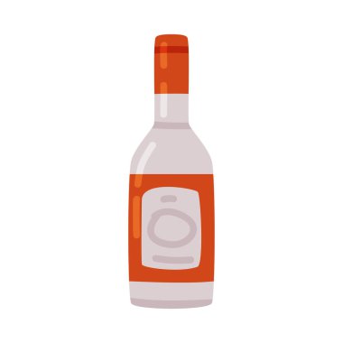 Rus Sembol Vektör İllüstrasyonu rolünde bir şişe Votka. Geleneksel Rusya Ülke Özniteliği Olarak Damıtılmış Alkol İçeceği