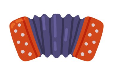 Rus Kutusu şeklinde akordiyon Müzikal Enstrüman Vektörü İllüstrasyonu. Geleneksel Halk Rusya Ülke Özniteliği