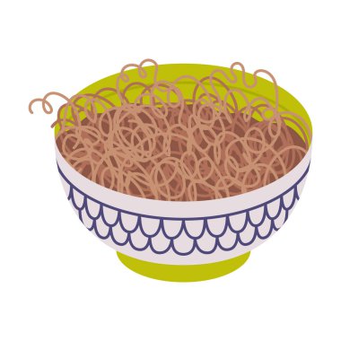 Bir kase Çin eriştesi Wok Asya Gıda Vektörü İllüstrasyonu olarak sunulacak. Çin Mutfağı ve Aşçılık