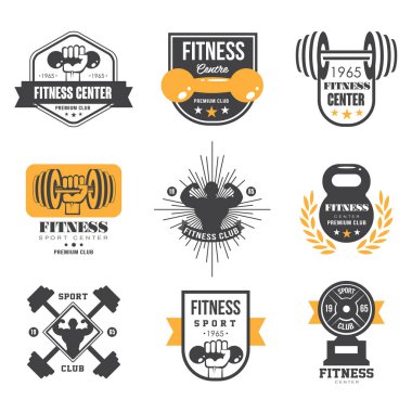 Spor ve Fitness Logo şablonlar, spor salonu Logotypes, atletik etiketleri ve rozetleri