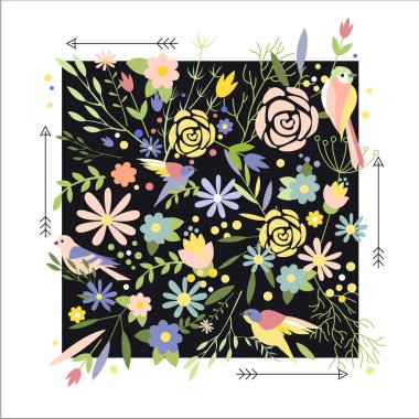 Tişört, moda, vektör cinsinden baskılar için Çiçek Grafik Tasarımı