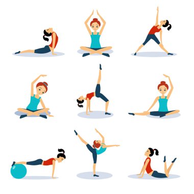 Spor ve boş zaman insan aktiviteleri simgeleri izole bir illüstrasyon oluşturdu