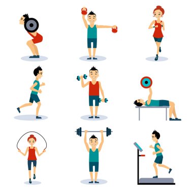 Spor ve boş zaman insan aktiviteleri simgeleri izole bir illüstrasyon oluşturdu
