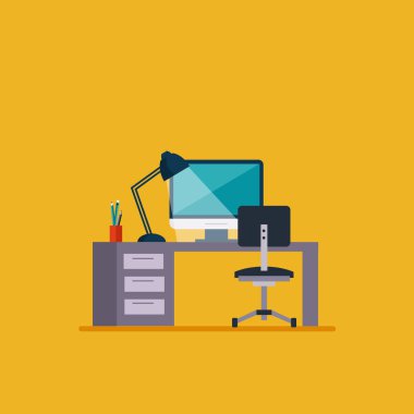 Modern oda çalışma alanı'nı örnek düz minimalist tarzı