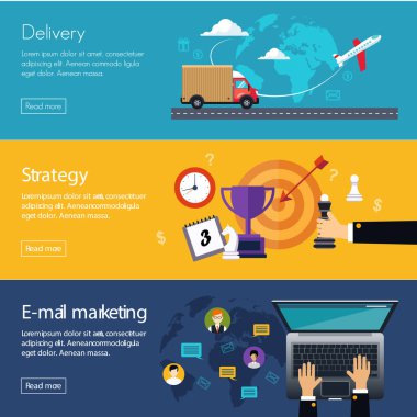 Afiş için web tasarım, dijital pazarlama, teslimat, ödeme, online alışveriş, içerik, iş, sosyal medya, ödeme düz tasarım tıklama başına