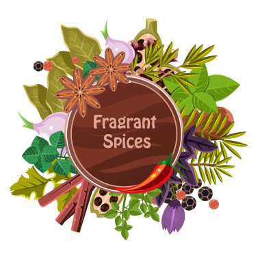 Otlar ve baharatlar dekoratif öğeler vektör çizim ayarla