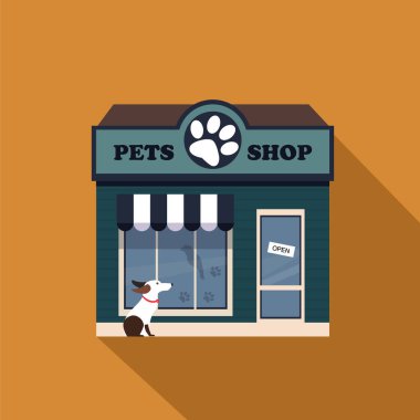 Restoranlar ve dükkanlar ön cephe, mağaza önü vektörü ayrıntılı düz tasarım