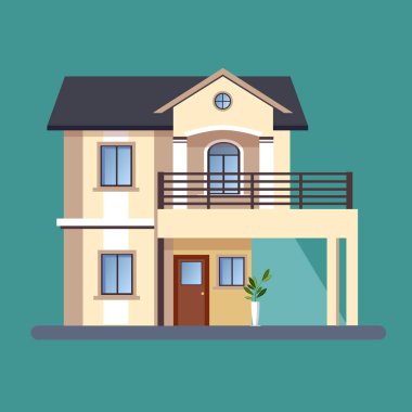 Renkli düz stil konut ev illüstrasyon vektör