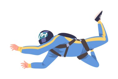 Paraşütçü paraşütçü hava dalışı ve Dünya Vektör İllüzyonu 'na serbest düşüş. Erkek Aşırı Spor ve Eğlence Faaliyetlerine Bağlandı