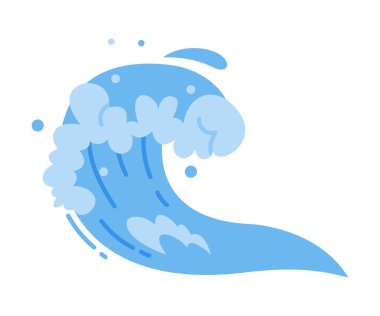Köpüklü Wave Water Splash ve Droplet Vector Illustration ile Curve. Doğal Su ya da Sıvı Akımı Konsepti