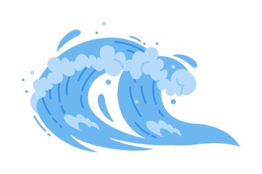 Köpüklü Wave Water Splash ve Droplet Vector Illustration ile Curve. Doğal Su ya da Sıvı Akımı Konsepti