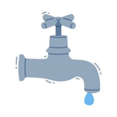 Kapakçığı ve damlası olan su musluğu ya da Saf İçici Sıvı Vektör İllüstrasyonu için damlası. Aqua ve Sıvı Bio Kaynakları